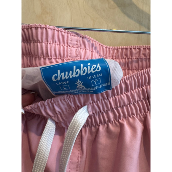Men's Chubbies Swim Trunks Large Pink Blue Striped - Picture 2 of 3